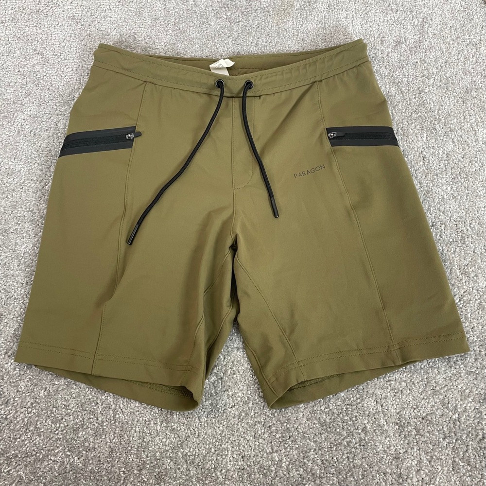 Paragon Shorts Womens Medium Performance Zipper Pocket‎ Gym Olive Green